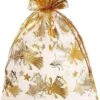 Sacs De Noël Organza - 22 X 30 Cm - 10 Pcs - Cloches Dorées - Emballage De Noël Décoration De Noël Décorations De Noël De Noël
