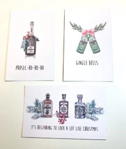 Set De 9 Cartes De Noël - Carte De Noël Drôle - Noël - Merry Drunkmas - Gingle Bells - Ça Commence à Ressembler Beaucoup à Noël - Prosec-ho-ho-ho -Decoris Boutique 1011x1200