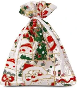 Sacs En Organza Décorations De Noël De Noël Décoration De Noël Emballage De Cadeau De Noël | Père Noël Bonhomme De Neige Arbre De Noël | 26 X 35 Cm | 5 Pièces | Sacs Cadeaux Sacs Cadeaux Sacs Bonbons Sacs