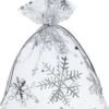 Sacs De Noël Organza - 10 X 13 Cm - 10 Pcs - Flocons De Neige Argentés - Emballage De Noël Décoration De Noël Décorations De Noël De Noël -Decoris Boutique 1053x1200 1