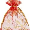 Sacs De Noël Organza - 8 X 10 Cm - 10 Pcs - Rouge Avec Des Flocons De Neige Dorés - Emballage De Noël Décoration De Noël Décorations De Noël De Noël -Decoris Boutique 1053x1200