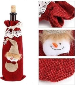 Emballage Cadeau Bouteille De Vin Noël | Couvre Bouteille De Vin Bonhomme De Neige | Porte-bouteille De Vin Décoration De Noël | Décoration De Bouteille De Vin