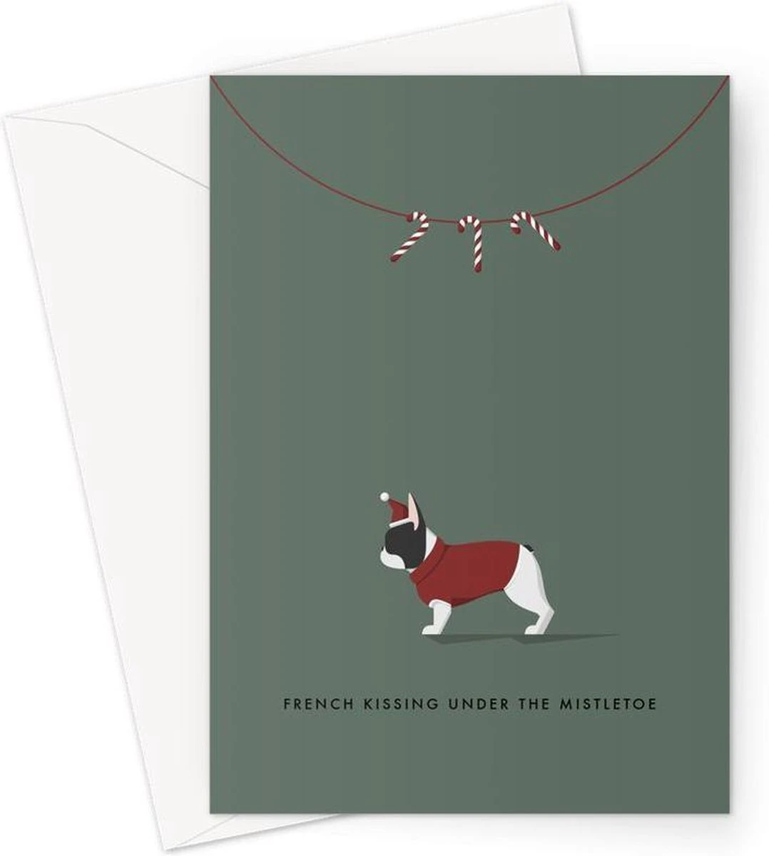 Chien Et Chevrons - Carte De Noël Bouledogue Français Piebald Noir - Carte De Voeux Festive Bouledogue Français Piebald Noir 3 Chien Et Chevrons - Carte De Noël Bouledogue Français Piebald Noir - Carte De Voeux Festive Bouledogue Français Piebald Noir