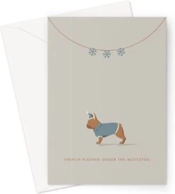 Hound & Herringbone - Carte De Noël Bouledogue Français Sable Brindle - Carte De Voeux Festive De Bouledogue Français Sable Brindle