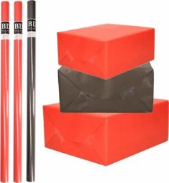 Paquet De 6 Rouleaux De Papier D'emballage Kraft Noir/rouge Halloween/ Noël 20 X 70 Cm/papier Cadeau/papier D'expédition/papier De Couverture