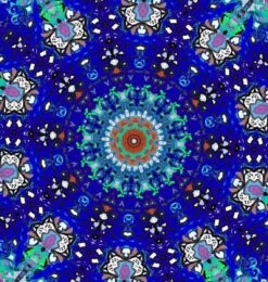 Mandala/Kaléidoscope/ Cartes De Vœux De Noël De Kittyblumcards. Grandes Cartes Doubles Avec Enveloppe. Look Chique Avec Intérieur Vierge. Rappelle également Les Cœurs De Fleurs. Couleurs Bleu, Rouge, Jaune Et Multicolore. -Decoris Boutique 1140x1200