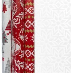 CADEAUX FESTIFS Papier Papier Cadeau – Papier Cadeau – 200 X 70cm – 3 Rouleaux – Noël – Emballage Cadeau Luxe – (design/couleur)