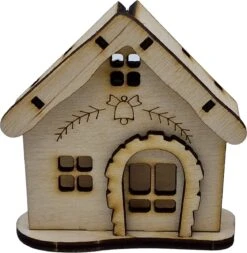 Kit De Cartes De Noël En Bois - Le Destinataire Construit Une Maison De Noël Avec L'éclairage De Cette Carte De Noël Originale - Y Compris L'enveloppe, La Batterie Et La Lumière LED -Decoris Boutique 1170x1200