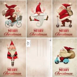 15 Cartes De Noël Rigolotes / Set Avec 5 Adorables Pères Noël / 5 Motifs X 3 = 15 Cartes Postales Au Format A6 (14,8 X 10,5 Cm) / Rétro & Vintage