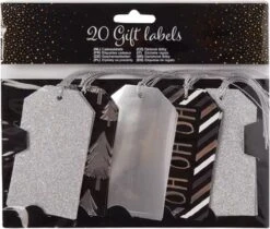 Étiquettes Cadeaux De Luxe Avec Paillettes / Impression CHARLES - Argent - Carton - 20 Pièces - Cadeau - Noël - Sinterklaas - Anniversaire - Surprise - Vacances