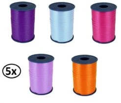5x Ruban Curl 5mm Assorti Set2 500m - Ruban Curl Noël Père Noël Décoration Cadeau