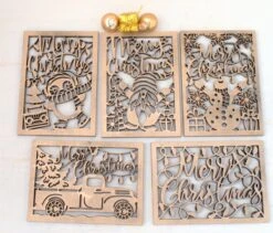 Cartes De Noël De Luxe En Bois Wit 5 Pièces Et 5 Enveloppes Laser De Noël Voeux De Noël Cartes De Vœux Originales En Bois 10x14 Cm à La Handgemaakt -Decoris Boutique 1200x1025