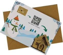 Kit De Cartes De Noël En Bois - Le Destinataire Construit Une Maison De Noël Avec L'éclairage De Cette Carte De Noël Originale - Y Compris L'enveloppe, La Batterie Et La Lumière LED -Decoris Boutique 1200x1045