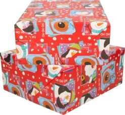 2x Rouleaux De Papier Cadeau De Noël/papier Cadeau Animaux D'hiver 300 X 100 Cm - Rouleaux De Papier Cadeau De Noël