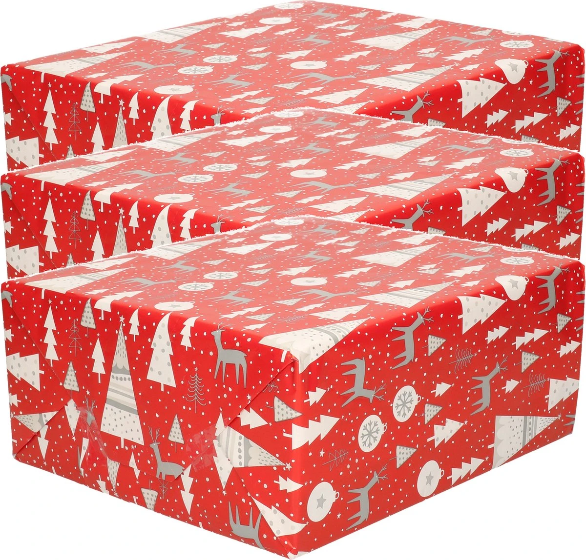 3x Rouleaux De Papier Cadeau/papier Cadeau De Noël Rouge Avec Des Sapins De Noël 200 X 70 Cm - Rouleaux De Papier Cadeau De Noël 3 3x Rouleaux De Papier Cadeau/papier Cadeau De Noël Rouge Avec Des Sapins De Noël 200 X 70 Cm - Rouleaux De Papier Cadeau De Noël