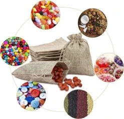 Sacs En Jute, 50 X Petits Sacs En Jute, Sacs Cadeaux, Sac à Bijoux Avec Cordon De Serrage, Sacs En Coton, Petits Sacs Pour L'artisanat, Noël, 9 X 12 Cm -Decoris Boutique 1200x1157