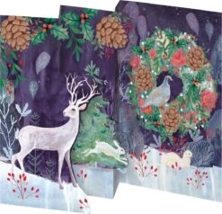2 Packs De 5 Cartes De Noël Animaux Dans Les Bois, Roger La Borde, Cartes De Noël Luxe 3 Temps Et Prédécoupées Animaux Dans Les Bois