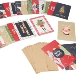 Partizzle 48x Jolies Cartes De Noël Avec Enveloppes Set - Envoyer Des Cartes De Cartes De Vœux De Luxe - Cartes Postales Noël 2022 - 15x10 Cm -Decoris Boutique 1200x1163