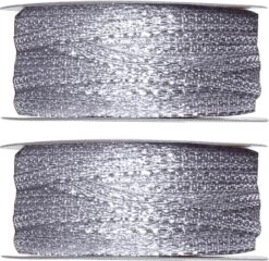 2x Rubans Décoratifs Argentés Métalliques Passe- Hobby/ Décoration 3 Mm X 25 Mètres - Noël - Rubans Cadeaux Fils / Cordes - Matériel D'emballage