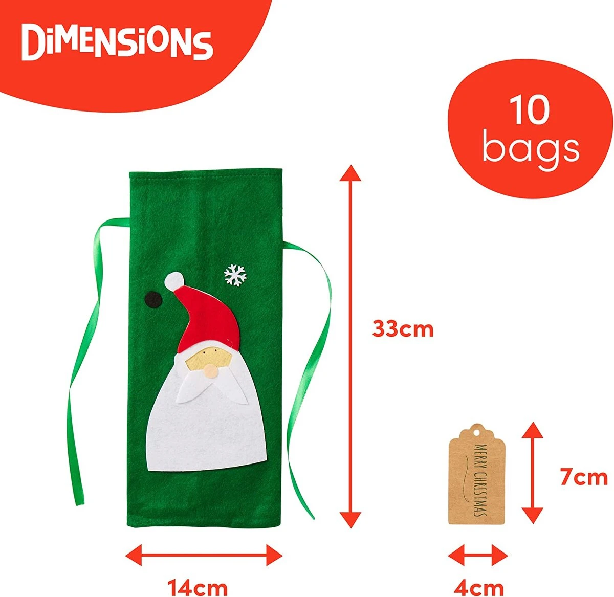 THE TWIDDLERS 10 Tassen De Bouteille De Vin De Noël Avec étiquettes, Sacs Cadeaux - Tissu Non Tissé De Premium Supérieure - Décoration De Table De Noël - Réutilisable 6 THE TWIDDLERS 10 Tassen De Bouteille De Vin De Noël Avec étiquettes, Sacs Cadeaux - Tissu Non Tissé De Premium Supérieure - Décoration De Table De Noël - Réutilisable – Image 4