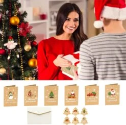 Cartes De Cartes De Vœux Noël, Carte Joyeux Noël, 36 Cartes De Noël Avec 36 Enveloppes Et 36 Autocollants, Cartes De Noël Avec Cartes Pliantes, Mini Jeu De Cartes De Noël (carte De Noël Jaune) -Decoris Boutique 1200x1191 1