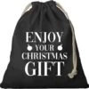 2x Noël Enjoy De Votre Sac Cadeau De Noël Noir Avec Cordon De Serrage - Sac En Coton / Jute - Sacs D'emballage Cadeau De Noël -Decoris Boutique 1200x1193 34