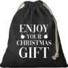 6x Noël Enjoy De Votre Sac Cadeau Cadeau De Noël Noir Avec Cordon De Serrage - Sac En Coton / Jute - Sacs D'emballage Cadeau De Noël -Decoris Boutique 1200x1193 37