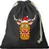 2x Renne De Noël Avec Sac Cadeau Chapeau De Père Noël Noir Avec Cordon De Serrage - Sac En Coton / Jute - Sacs D'emballage Cadeau De Noël -Decoris Boutique 1200x1193 6