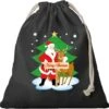 1x Sac Cadeau Noël Père Noël Et Rudolf Noir Avec Cordon De Serrage - Sac En Coton / Jute - Sacs D'emballage Cadeau De Noël -Decoris Boutique 1200x1193 8