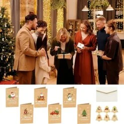 Cartes De Cartes De Vœux Noël, Carte Joyeux Noël, 36 Cartes De Noël Avec 36 Enveloppes Et 36 Autocollants, Cartes De Noël Avec Cartes Pliantes, Mini Jeu De Cartes De Noël (carte De Noël Jaune) -Decoris Boutique 1200x1194