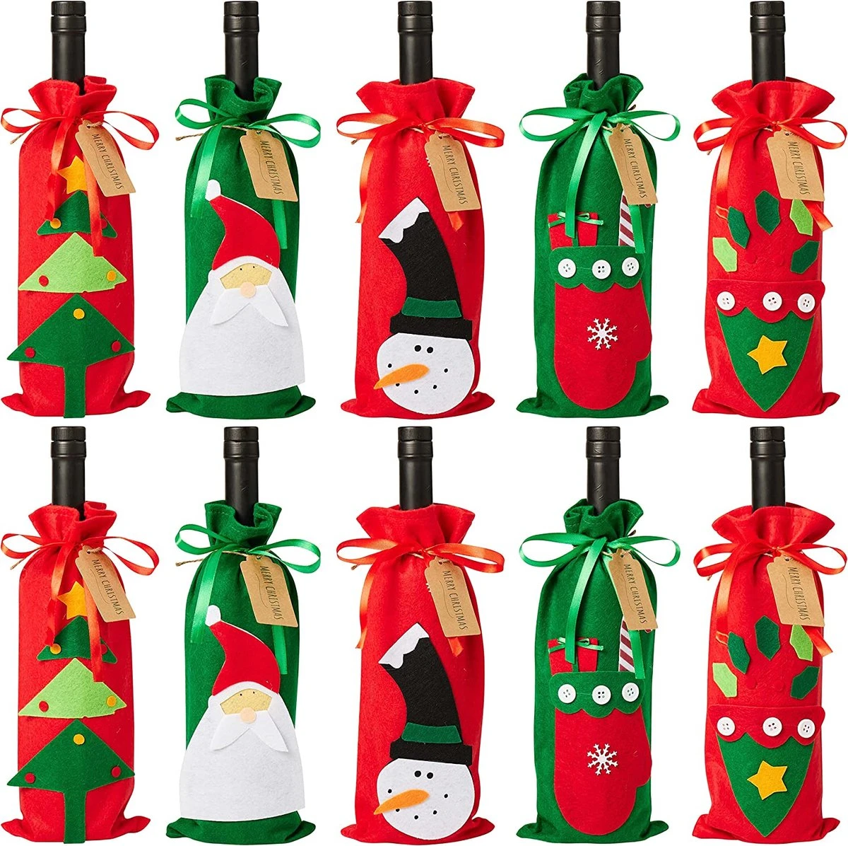 THE TWIDDLERS 10 Tassen De Bouteille De Vin De Noël Avec étiquettes, Sacs Cadeaux - Tissu Non Tissé De Premium Supérieure - Décoration De Table De Noël - Réutilisable 3 THE TWIDDLERS 10 Tassen De Bouteille De Vin De Noël Avec étiquettes, Sacs Cadeaux - Tissu Non Tissé De Premium Supérieure - Décoration De Table De Noël - Réutilisable