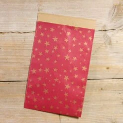 Sac Cadeau De Noël Kraft Rouge Avec Des étoiles/ Sac D'emballage Noël / Sac De Friandises Noël / Papier D'emballage Kraft Rouge, 20 Pièces Avec Des étoiles, Sacs D'emballage Noël