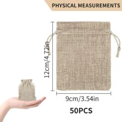 Sacs En Jute, 50 X Petits Sacs En Jute, Sacs Cadeaux, Sac à Bijoux Avec Cordon De Serrage, Sacs En Coton, Petits Sacs Pour L'artisanat, Noël, 9 X 12 Cm -Decoris Boutique 1200x1200 158