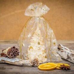 Sacs De Noël Organza - 18 X 24 Cm - 10 Pcs - Ecru Or Argent - Emballage De Noël Décoration De Noël Décorations De Noël De Noël -Decoris Boutique 1200x1200 174