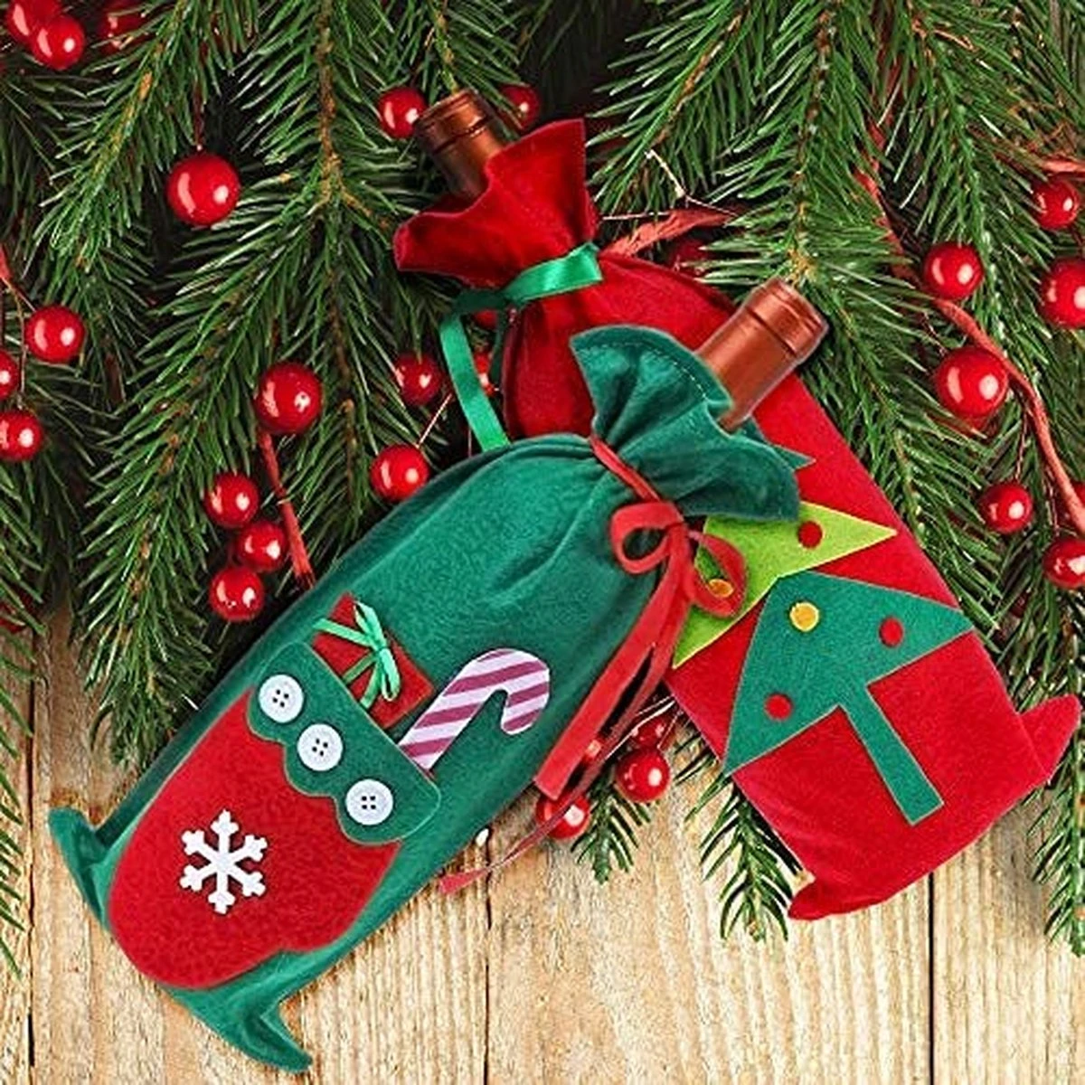 THE TWIDDLERS 10 Tassen De Bouteille De Vin De Noël Avec étiquettes, Sacs Cadeaux - Tissu Non Tissé De Premium Supérieure - Décoration De Table De Noël - Réutilisable 8 THE TWIDDLERS 10 Tassen De Bouteille De Vin De Noël Avec étiquettes, Sacs Cadeaux - Tissu Non Tissé De Premium Supérieure - Décoration De Table De Noël - Réutilisable – Image 6