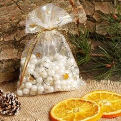 Sacs De Noël Organza | 9 X 12 Cm | 10 Pièces | Ecru Or Argent | Emballage De Noël Décoration De Décorations De Noël Décorations De Noël -Decoris Boutique 1200x1200 236