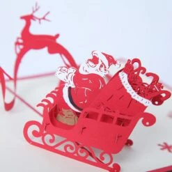 5 Pièces - Cartes De Noël Popup - Carte De Noël Joyeux Noël Rennes Traîneau Carte Pop Up Père Noël Carte De Voeux 3D