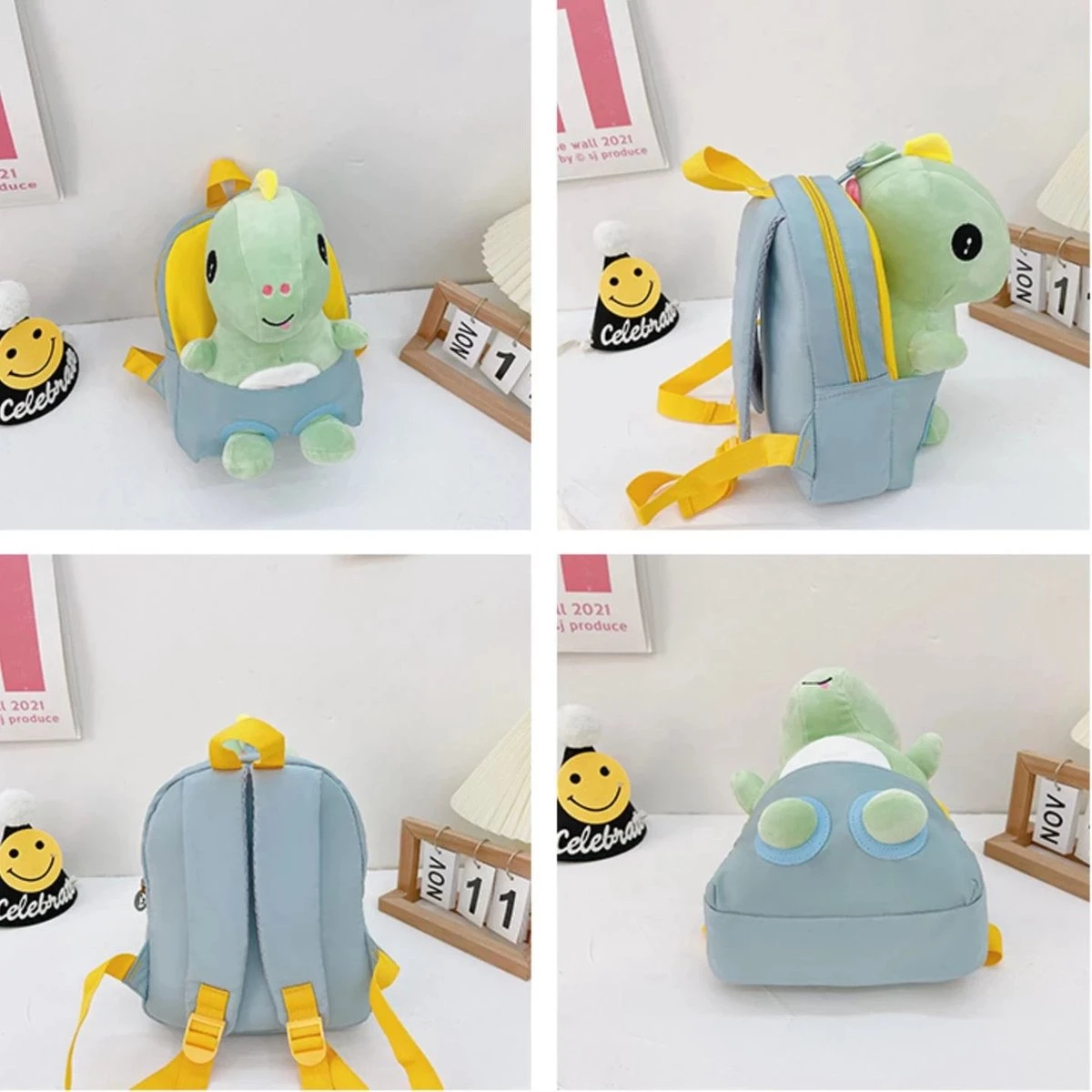 Sac à Dos - Sac à Dos - Cartable Avec Doudou Dinosaurus Bleu Clair - Jaune - Dino - Garçons - Filles - Cadeau - Sinterklaas - Noël - 1 An - 2 Ans 4 Sac à Dos - Sac à Dos - Cartable Avec Doudou Dinosaurus Bleu Clair - Jaune - Dino - Garçons - Filles - Cadeau - Sinterklaas - Noël - 1 An - 2 Ans – Image 2