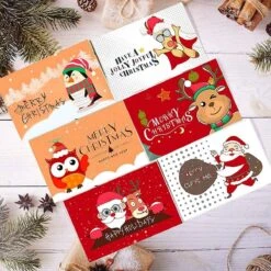 Cartes De Noël, Lot De 24, Cartes De Noël Avec Enveloppes Et Autocollants Pour Les Vœux De Noël à La Famille, Aux Amis, Aux Clients Et Aux Enfants