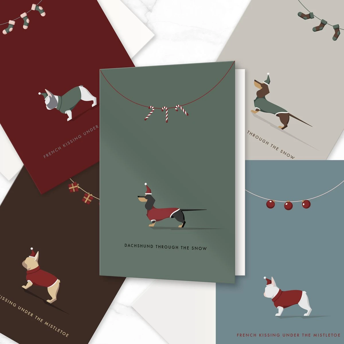 Chien Et Chevrons - Carte De Noël Bouledogue Français Piebald Noir - Carte De Voeux Festive Bouledogue Français Piebald Noir 4 Chien Et Chevrons - Carte De Noël Bouledogue Français Piebald Noir - Carte De Voeux Festive Bouledogue Français Piebald Noir – Image 2