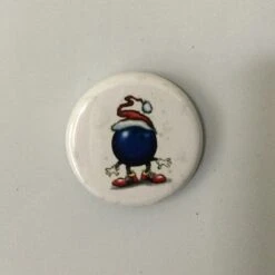 Bowling Cadeau De Bowling 'Aimant De Réfrigérateur Avec Impression De Boule De Bowling Avec Le Père Noël' Blanc, Rouge Et Bleu Rond 3 Cm
