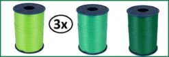 3x Ruban Curl Assortiment Vert 5mmx500m - Ruban Curl Noël Père Noël Décoration Cadeau