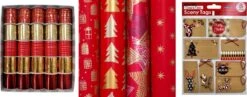 Emballage De Noël De Luxe Classic X-mas - 4 Rouleaux De Luxe 150 X 70 Cm - 4 Rubans Emballage Papier Cadeau - 2 Etiquettes Cadeaux 2 X 8 Pièces