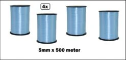 4x Ruban à Friser Bleu Clair 5mm X 500 Mètres Ruban à Friser Noël Thème Fête Décoration Cadeau Cadeau Ruban Anniversaire