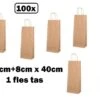 100x Sachet De Vin Kraft BIO Nature 14+8x40cm Pour 1 Bouteille - Vin Cadeau De Noël Fête Bouteille Boisson