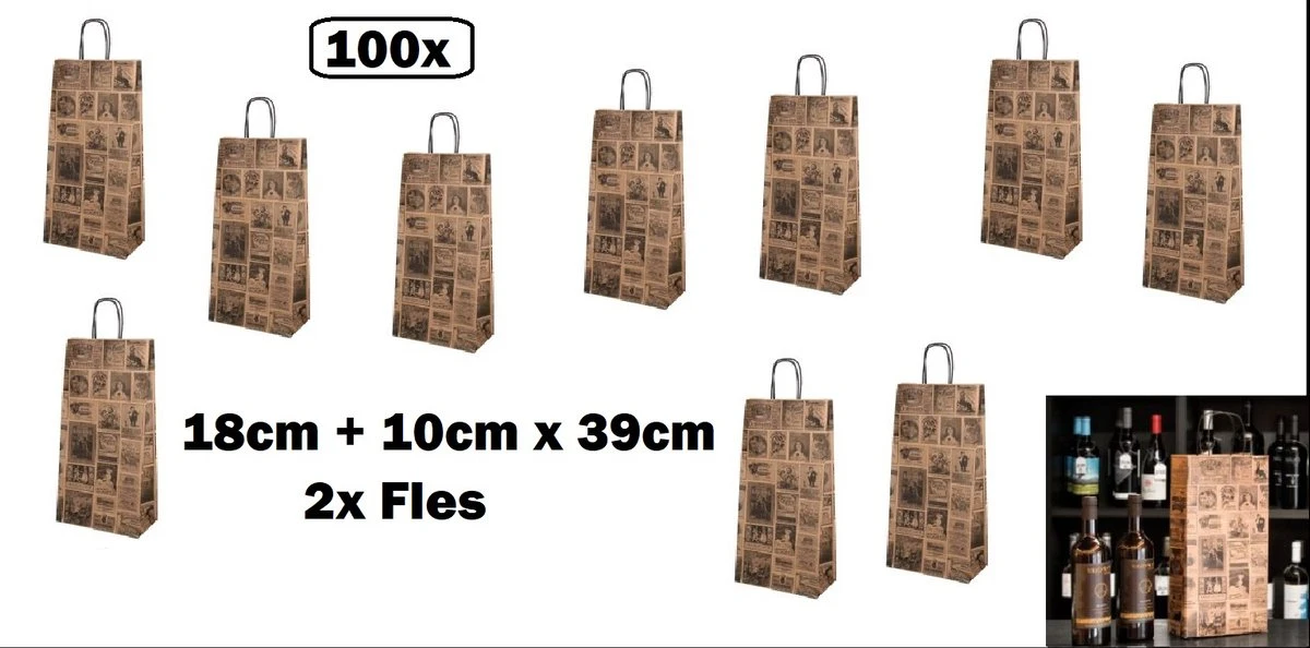 100x Retro BIO Nature Kraft Wine Bag 18+10x39cm Pour 2x Bouteille Retro - Vin Cadeau De Noël Fête Bouteille Boisson 3 100x Retro BIO Nature Kraft Wine Bag 18+10x39cm Pour 2x Bouteille Retro - Vin Cadeau De Noël Fête Bouteille Boisson
