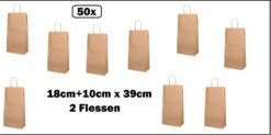 50x Sachet De Vin Kraft BIO Nature 18+10x39cm Pour 2x Bouteille - Vin Cadeau De Noël Fête Bouteille Boisson