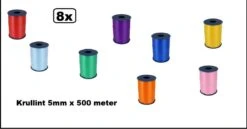 8x Ruban à Friser Combi Couleur Assortie 5mm X 500mètre - Ruban Frisé Noël Sinterklaas Décoration Cadeau Fête Party