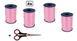 4x Ruban Curl Rose 5mmx500mètre| Marque Cotton Bleu |ciseaux à Ruban De Curling| Ruban Curl Noël Sinterklaas Décoration Cadeau