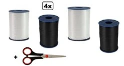 4x Ruban Curl Noir Et Blanc 5mmx500meter| Marque Cotton Bleu |ciseaux à Ruban De Curling| Ruban Curl Noël Sinterklaas Décoration Cadeau